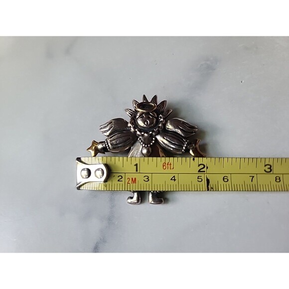 Carol Henry Designs 925 Sterling Silver And Brass Angel Brooch/Pendant Vintage - Picture 10 of 10